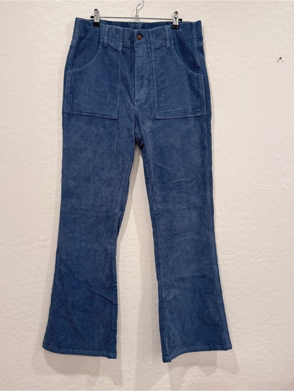 Hammies Blue Corduroy Wide-Leg Flare Pants Mens 36 Retro Bell Bottom